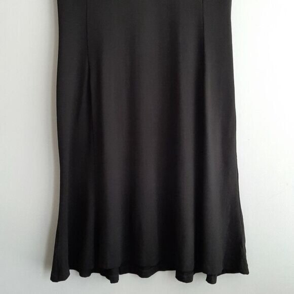 ANN TAYLOR Cowl Neck Stretchy Short Sleeve Comfy Knee Length Dress Black Sz 8 - Picture 4 of 15